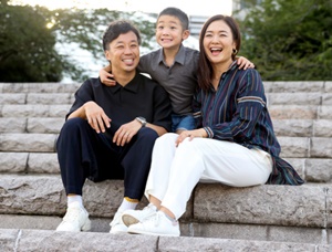 谷真海さんの夫と子供