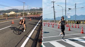 トライアスロン競技中の谷真海さん